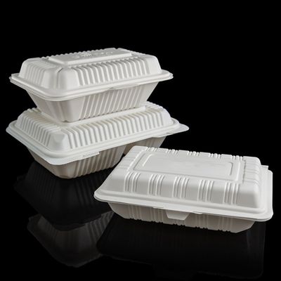 Emballage alimentaire jetable de bloc supérieur de compartiment des couverts 3 de fécule de maïs du restaurant 9in