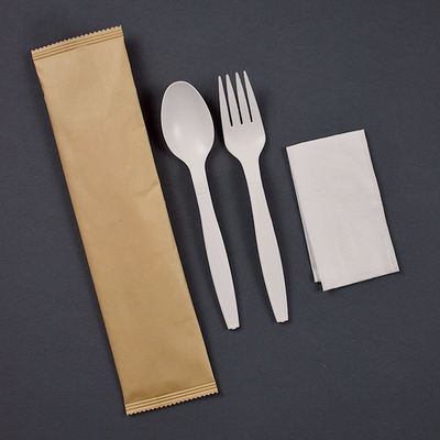 la vaisselle biodégradable de la fécule de maïs 6inch a individuellement enveloppé l'ensemble jetable de couverts