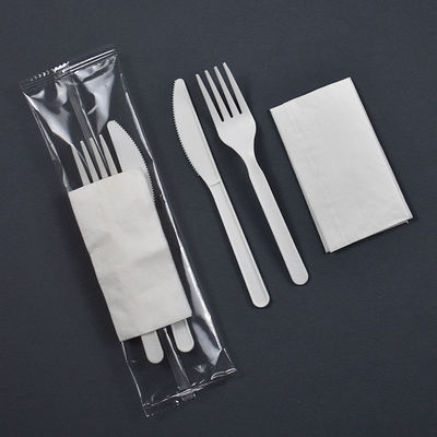 la vaisselle biodégradable de la fécule de maïs 6inch a individuellement enveloppé l'ensemble jetable de couverts