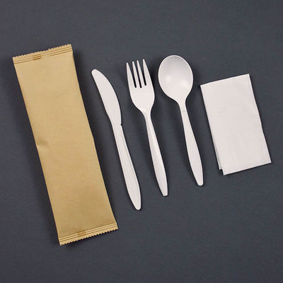 la vaisselle biodégradable de la fécule de maïs 6inch a individuellement enveloppé l'ensemble jetable de couverts