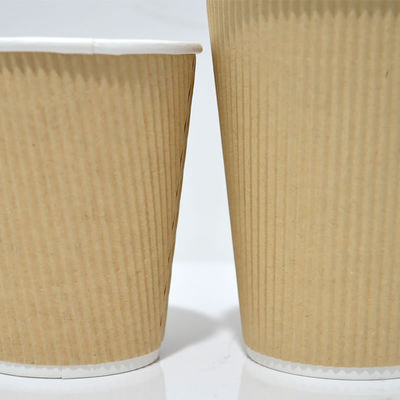 Mur recyclable de Tripple de tasses de papier d'ondulation de PLA 12oz Papier d'emballage de 90MM picoseconde pour le café