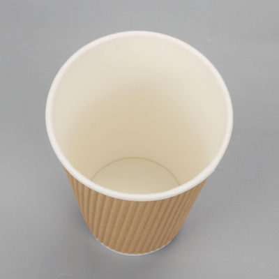 Mur recyclable de Tripple de tasses de papier d'ondulation de PLA 12oz Papier d'emballage de 90MM picoseconde pour le café