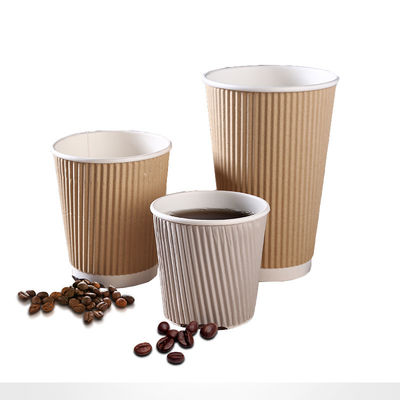 Mur recyclable de Tripple de tasses de papier d'ondulation de PLA 12oz Papier d'emballage de 90MM picoseconde pour le café