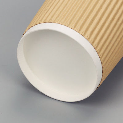 Mur recyclable de Tripple de tasses de papier d'ondulation de PLA 12oz Papier d'emballage de 90MM picoseconde pour le café