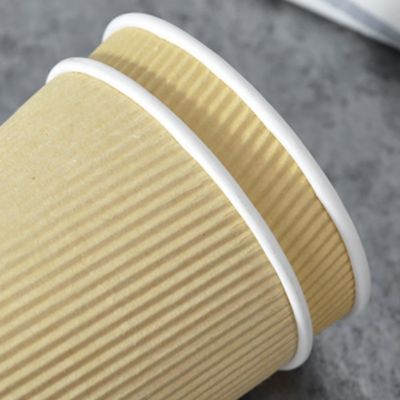 Mur recyclable de Tripple de tasses de papier d'ondulation de PLA 12oz Papier d'emballage de 90MM picoseconde pour le café