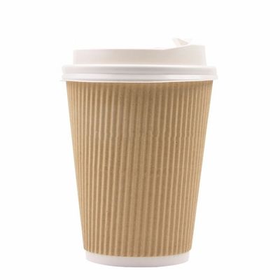 Mur recyclable de Tripple de tasses de papier d'ondulation de PLA 12oz Papier d'emballage de 90MM picoseconde pour le café