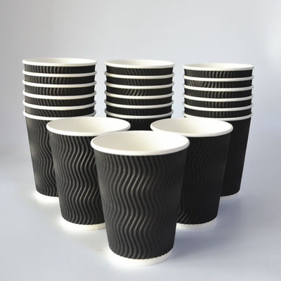 les biens vigoureux de PLA 400ml ont ridé les tasses de papier de l'ondulation 12oz avec des couvercles