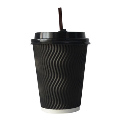 les biens vigoureux de PLA 400ml ont ridé les tasses de papier de l'ondulation 12oz avec des couvercles