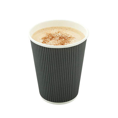 les biens vigoureux de PLA 400ml ont ridé les tasses de papier de l'ondulation 12oz avec des couvercles