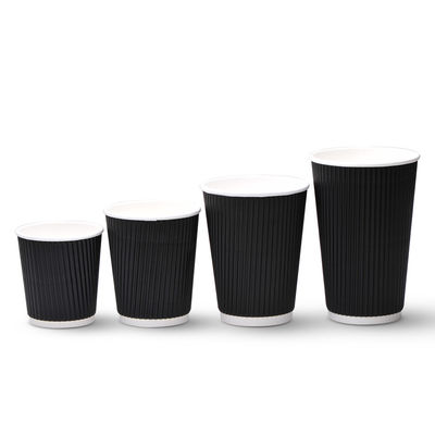 les biens vigoureux de PLA 400ml ont ridé les tasses de papier de l'ondulation 12oz avec des couvercles