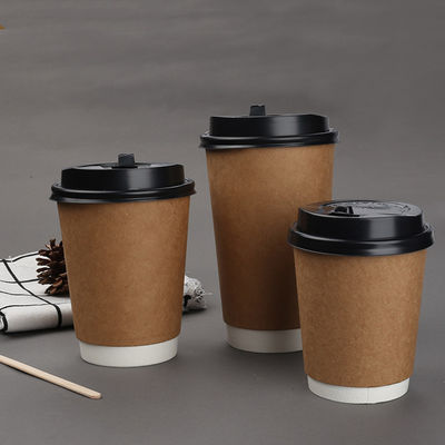 le PE de 10oz 12oz a enduit de doubles tasses de café jetables de tasse de papier peint des couvercles