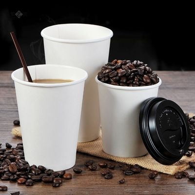 Couvercles jetables de Juice White Paper Cups With de tasses de papier de boissons froides de soude de 12OZ 300gsm