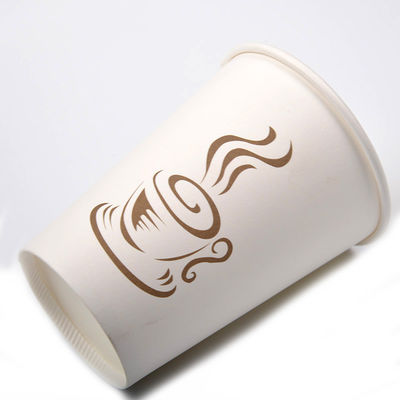 Couvercles jetables de Juice White Paper Cups With de tasses de papier de boissons froides de soude de 12OZ 300gsm